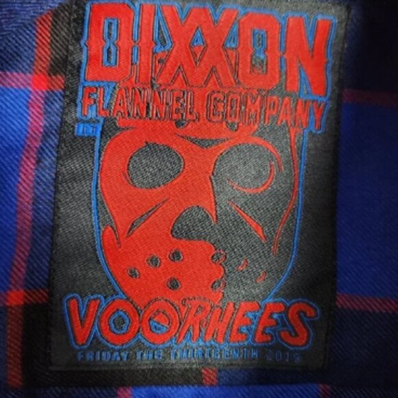 Dixxon Mens Voorhees Flannel Shirt LT Large Tall Blue Red Plaid Friday the 13th - Picture 4 of 9